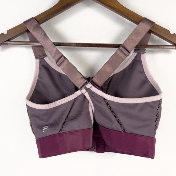 Fabletics Zoe High Support Impact Zip Front Sports Crossback Purple Small - Picture 2 of 4